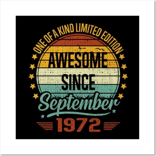 50 Years Old Gifts Awesome Since September 1972 50th Birthday Posters and Art